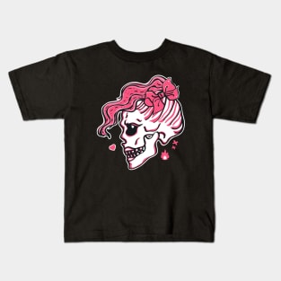 Pink Girl Skull Kids T-Shirt